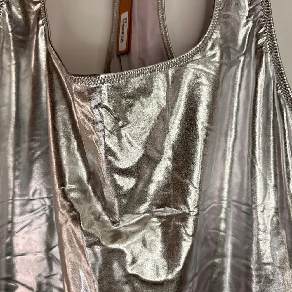 Skims Metallic Silver Racerback Cycle Suit Size 4X New with tags